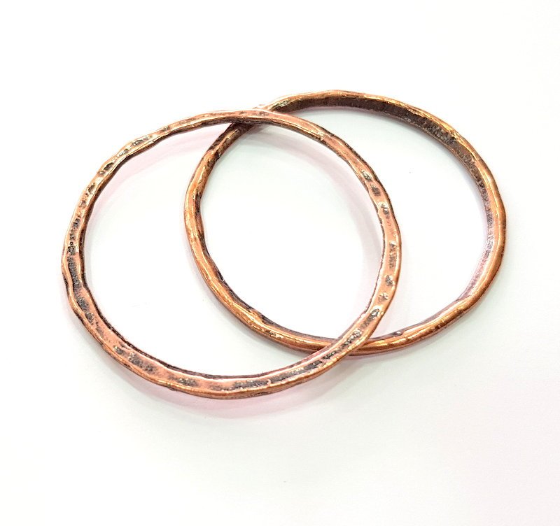 2 Circle Connector Copper Connector Antique Copper Charm Antique Copper Plated Metal (54mm) G13125