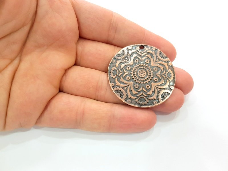 Copper Pendant Antique Copper Pendant Antique Copper Plated Metal ( 43 mm ) G13129
