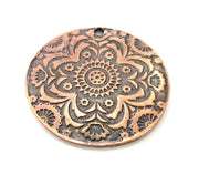 Copper Pendant Antique Copper Pendant Antique Copper Plated Metal ( 43 mm ) G13129