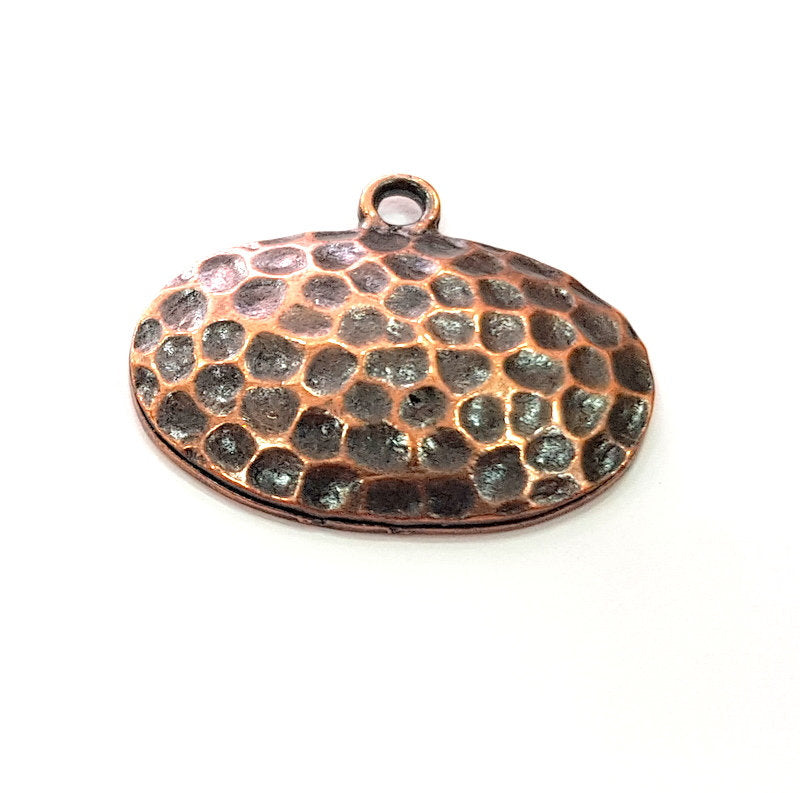 2 Hammered Copper Charm Antique Copper Plated Metal (41x33mm) G13133
