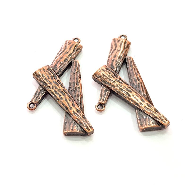 4 Copper Charms Antique Copper Plated Metal (47x22mm) G13138