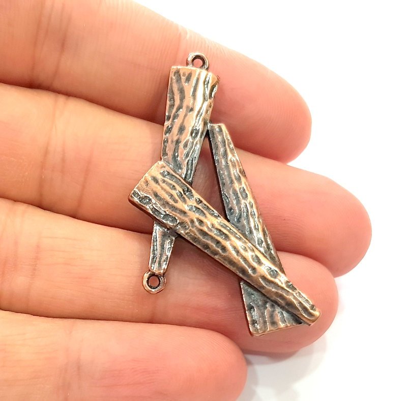 4 Copper Charms Antique Copper Plated Metal (47x22mm) G13138
