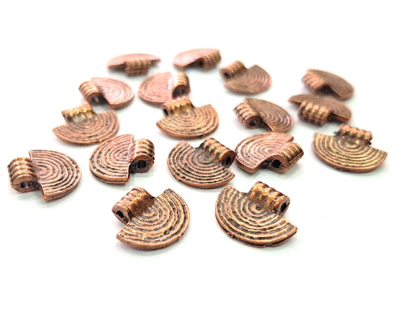 10 Semi Circle Charm Antique Copper Plated Metal (14x12mm) G13139
