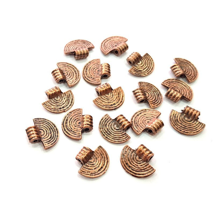 10 Semi Circle Charm Antique Copper Plated Metal (14x12mm) G13139