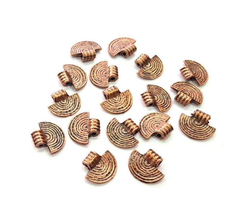 10 Semi Circle Charm Antique Copper Plated Metal (14x12mm) G13139