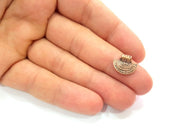 10 Semi Circle Charm Antique Copper Plated Metal (14x12mm) G13139
