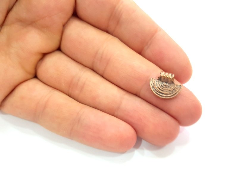 10 Semi Circle Charm Antique Copper Plated Metal (14x12mm) G13139