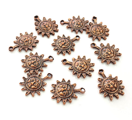 10 Sun Charm Antique Copper Plated Metal (18x14mm) G13141