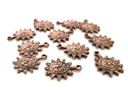10 Sun Charm Antique Copper Plated Metal (18x14mm) G13141