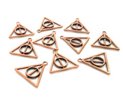 10 Triangle Charm Antique Copper Plated Metal (21x20mm) G13142