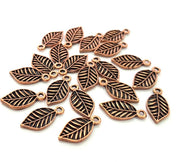 20 Leaf Charm Antique Copper Plated Metal (18x9mm) G13143