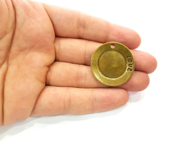 2 Antique Bronze Charm Antique Bronze Plated Metal  (32mm) G14401