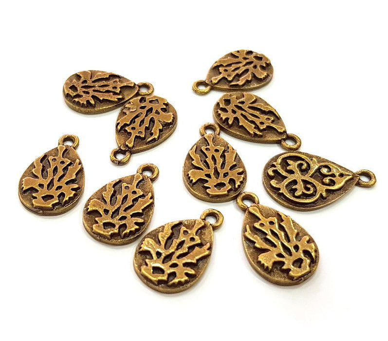 5 Drop Charm Antique Bronze Charm Antique Bronze Plated Metal  (21x13mm) G13164