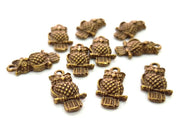 10 Owl Charm Antique Bronze Charm Antique Bronze Plated Metal  (21x11mm) G13166