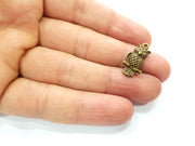 10 Owl Charm Antique Bronze Charm Antique Bronze Plated Metal  (21x11mm) G13166