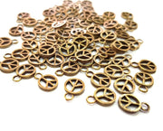 50 Peace Charm Antique Bronze Charm Antique Bronze Plated Metal  (8mm) G13173