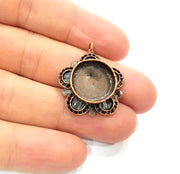 Antique Copper Pendant Blank Mosaic Base Blank inlay Necklace Blank Resin Blank Mountings Copper Plated Brass ( 15 mm blank) G13177