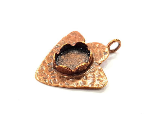 Antique Copper Pendant Blank Mosaic Base Blank inlay Necklace Blank Resin Blank Mountings Copper Plated Brass ( 12x10 mm blank) G13185