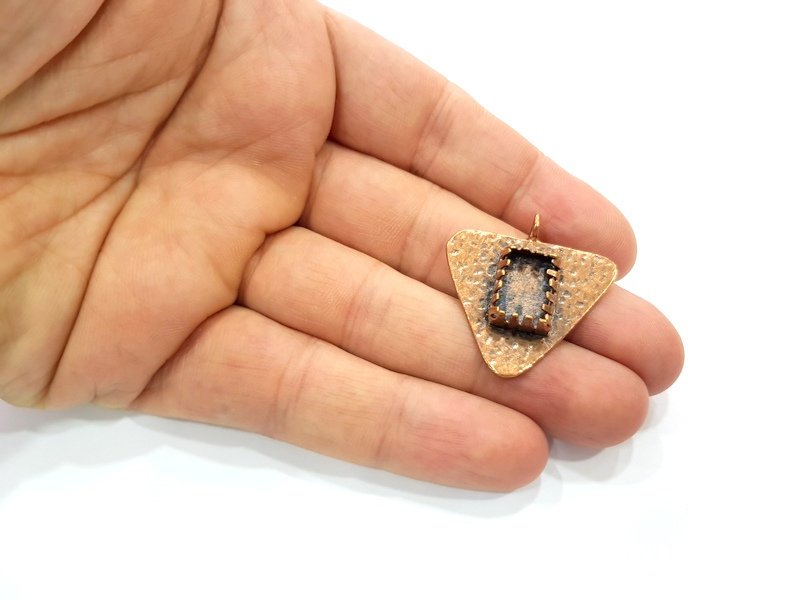 Antique Copper Pendant Blank Mosaic Base Blank inlay Necklace Blank Resin Blank Mountings Copper Plated Brass ( 12x8 mm blank) G13186