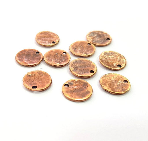 10 Copper Hammered Charm Tag Charm Antique Copper Plated Brass (10mm) G13193