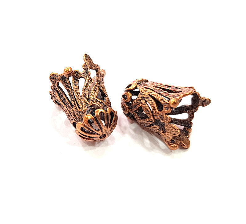 2 Copper Cone Copper Plated Brass Cones Bead Caps  (20x17 mm) , Findings  G13196
