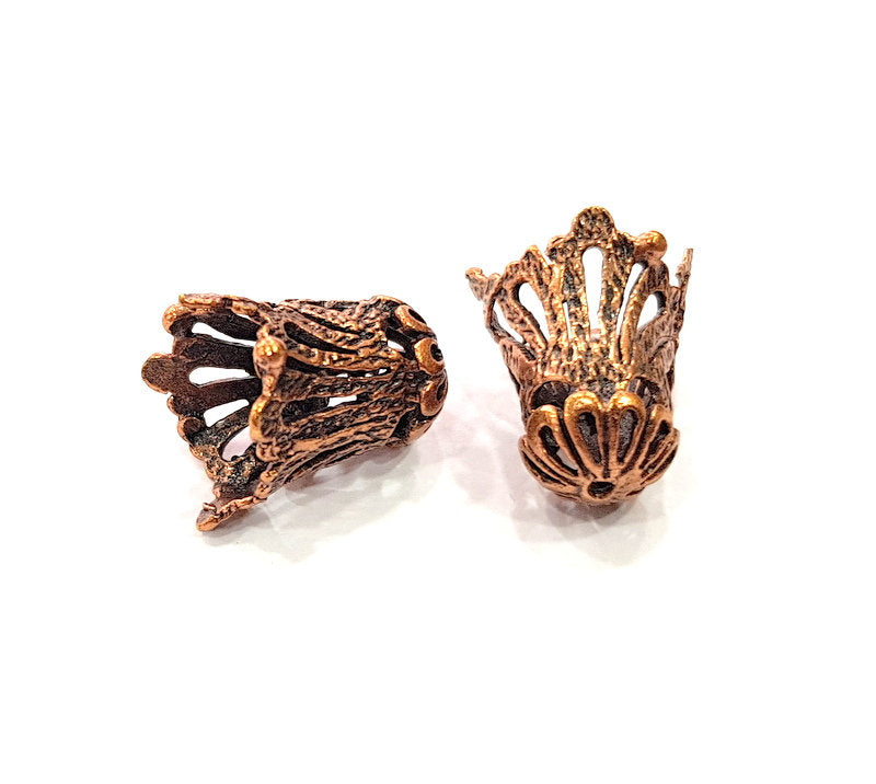 2 Copper Cone Copper Plated Brass Cones Bead Caps  (20x17 mm) , Findings  G13196
