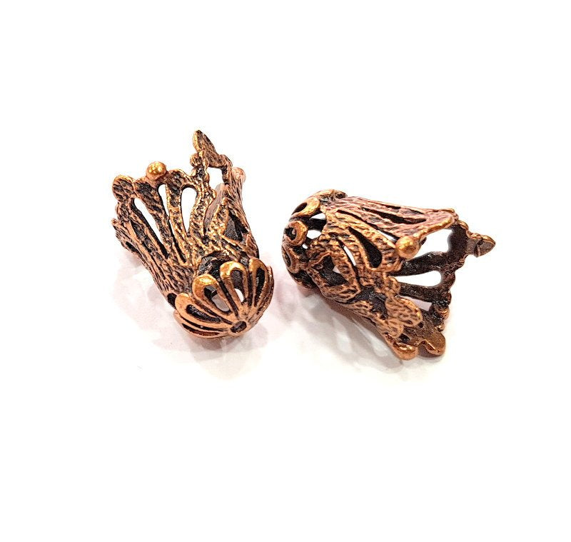 2 Copper Cone Copper Plated Brass Cones Bead Caps  (20x17 mm) , Findings  G13196