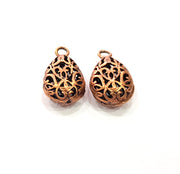 2 Copper Drop Charm Antique Copper Plated Brass (20x11mm) G13199