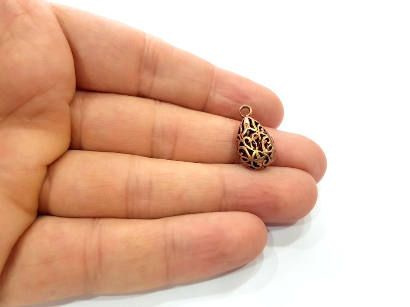 2 Copper Drop Charm Antique Copper Plated Brass (20x11mm) G13199