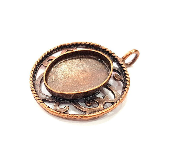 Antique Copper Pendant Blank Mosaic Base Blank inlay Necklace Blank Resin Blank Mountings Copper Plated Brass ( 25x18 mm blank) G13210
