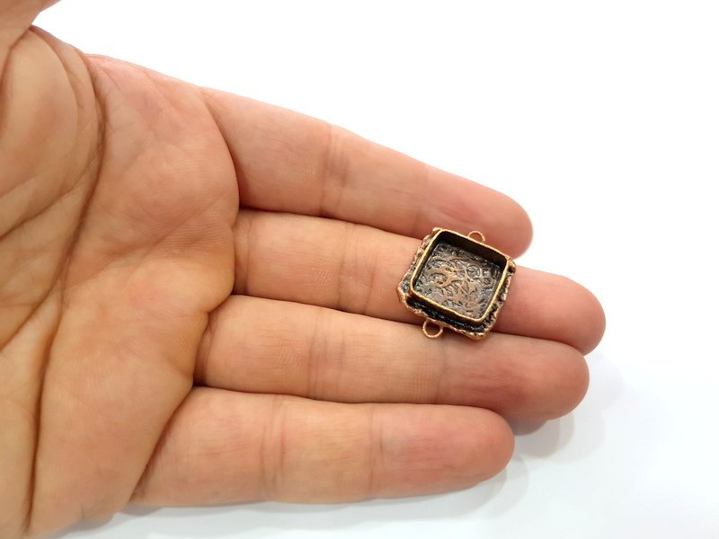 Antique Copper Pendant Blank Mosaic Base Blank inlay Necklace Blank Resin Blank Mountings Copper Plated Brass ( 15x15 mm blank) G13212