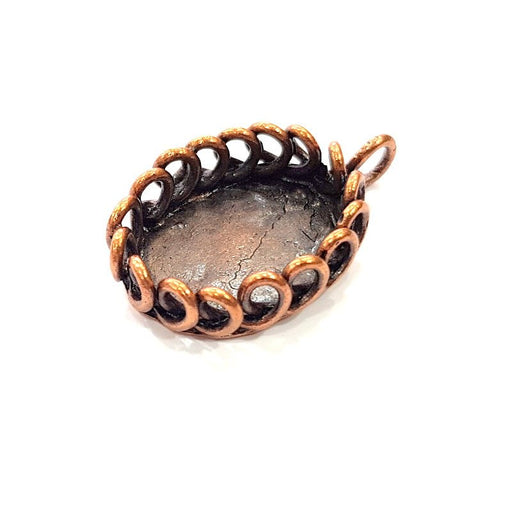 Antique Copper Pendant Blank Mosaic Base Blank inlay Necklace Blank Resin Blank Mountings Copper Plated Brass ( 25x18 mm blank) G13223