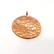 2 Copper Hammered Charm Tag Charm Antique Copper Plated Brass (24mm) G13224