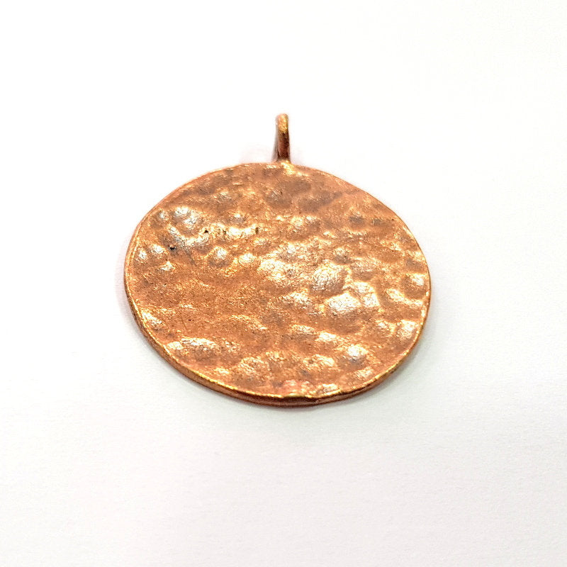 2 Copper Hammered Charm Tag Charm Antique Copper Plated Brass (24mm) G13224