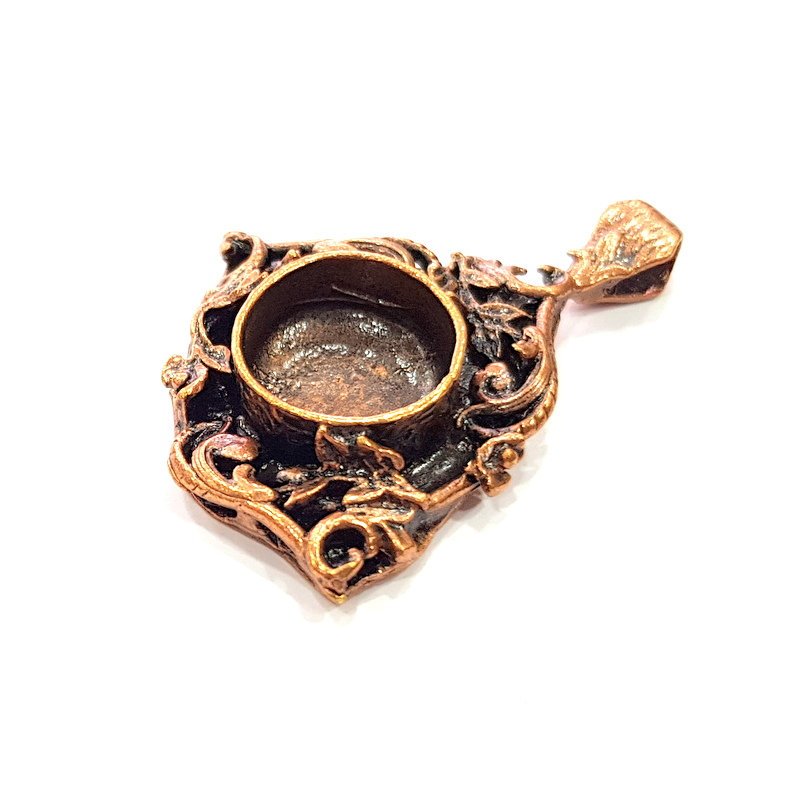 Antique Copper Pendant Blank Mosaic Base Blank inlay Necklace Blank Resin Blank Mountings Copper Plated Brass ( 16 mm blank) G13231