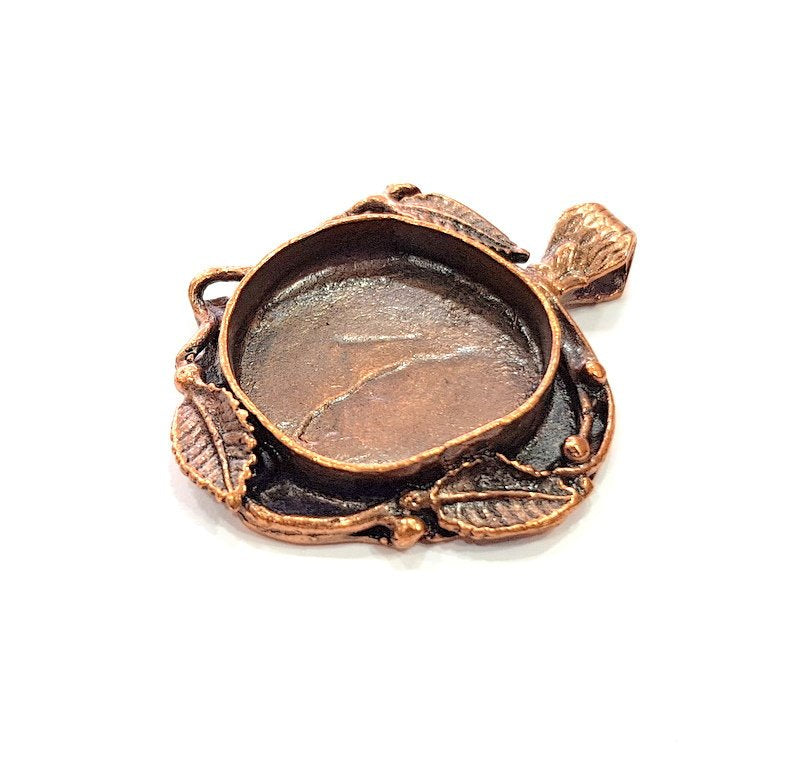 Antique Copper Pendant Blank Mosaic Base Blank inlay Necklace Blank Resin Blank Mountings Copper Plated Brass (25 mm blank) G13236