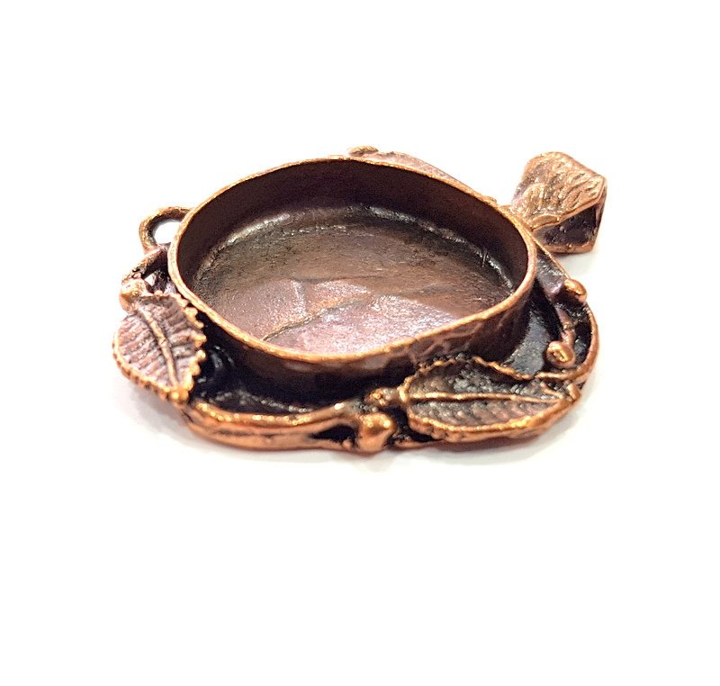 Antique Copper Pendant Blank Mosaic Base Blank inlay Necklace Blank Resin Blank Mountings Copper Plated Brass (25 mm blank) G13236