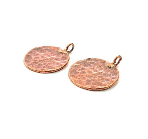 2 Copper Hammered Charm Tag Charm Antique Copper Plated Brass (20mm) G13238