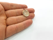 2 Copper Hammered Charm Tag Charm Antique Copper Plated Brass (20mm) G13238