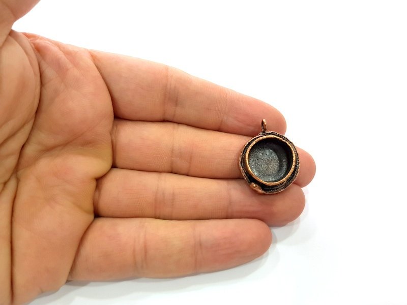 Antique Copper Pendant Blank Mosaic Base Blank inlay Necklace Blank Resin Blank Mountings Copper Plated Brass ( 15 mm blank) G13246