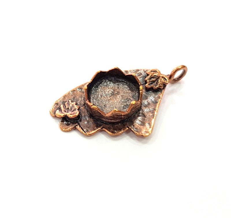 Antique Copper Pendant Blank Mosaic Base Blank inlay Necklace Blank Resin Blank Mountings Copper Plated Brass ( 12 mm blank) G13254