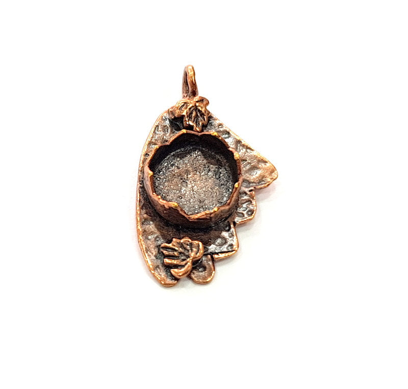 Antique Copper Pendant Blank Mosaic Base Blank inlay Necklace Blank Resin Blank Mountings Copper Plated Brass ( 12 mm blank) G13254