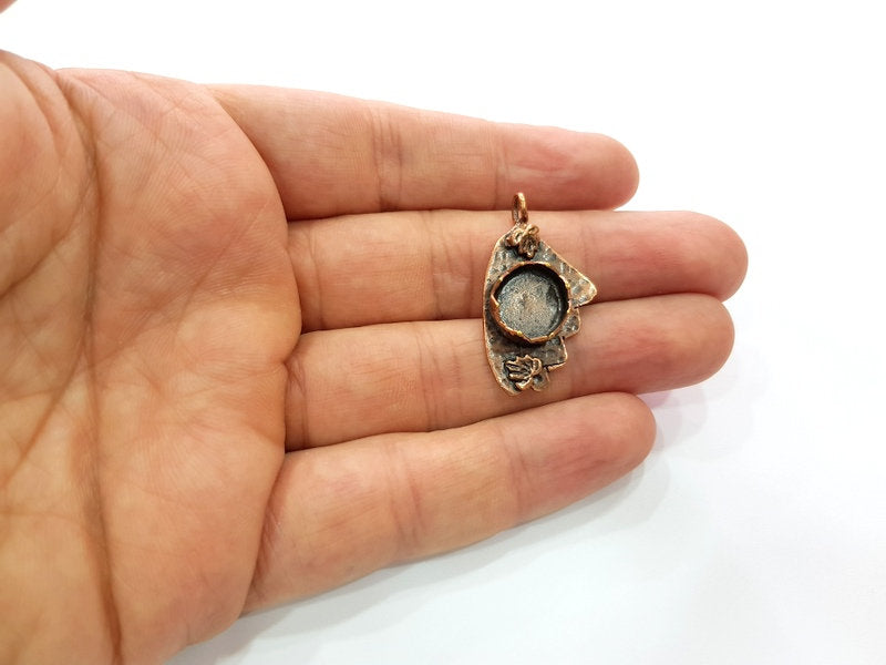 Antique Copper Pendant Blank Mosaic Base Blank inlay Necklace Blank Resin Blank Mountings Copper Plated Brass ( 12 mm blank) G13254