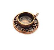 Antique Copper Pendant Blank Mosaic Base Blank inlay Necklace Blank Resin Blank Mountings Copper Plated Brass ( 15 mm blank) G13256