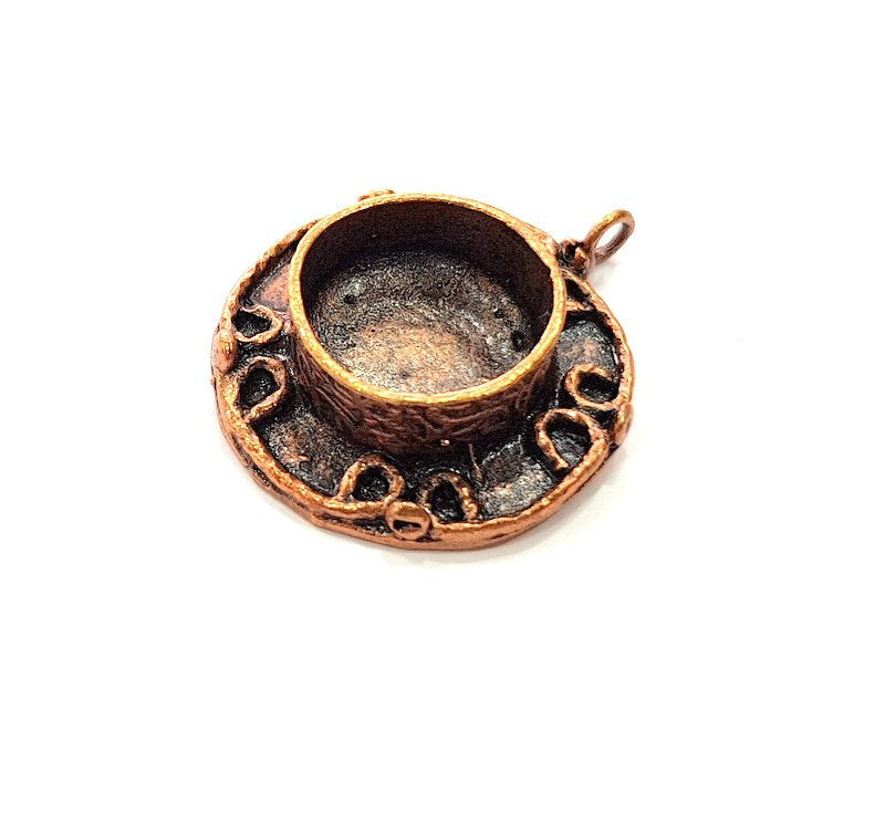 Antique Copper Pendant Blank Mosaic Base Blank inlay Necklace Blank Resin Blank Mountings Copper Plated Brass ( 15 mm blank) G13256