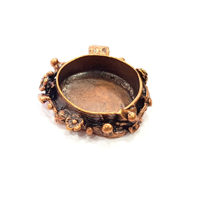Antique Copper Pendant Blank Mosaic Base Blank inlay Necklace Blank Resin Blank Mountings Copper Plated Brass ( 24 mm blank) G13259