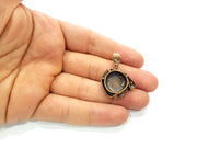 Antique Copper Pendant Blank Mosaic Base Blank inlay Necklace Blank Resin Blank Mountings Copper Plated Brass ( 15 mm blank) G13260