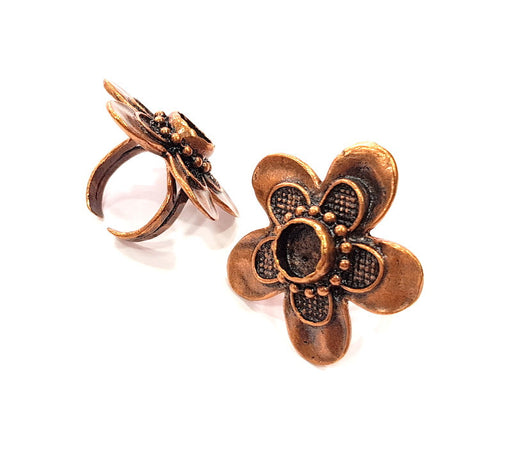 Copper Ring Settings inlay Ring Blank Mosaic Ring Bezel Base Cabochon Mountings (10 mm blank) Antique Copper Plated Brass G13271