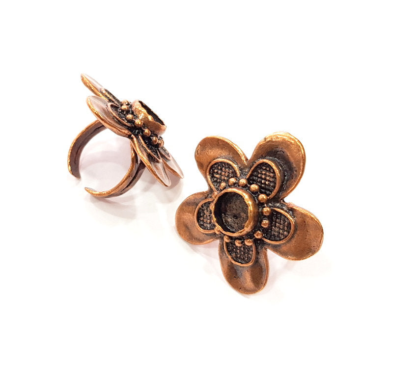 Copper Ring Settings inlay Ring Blank Mosaic Ring Bezel Base Cabochon Mountings (10 mm blank) Antique Copper Plated Brass G13271