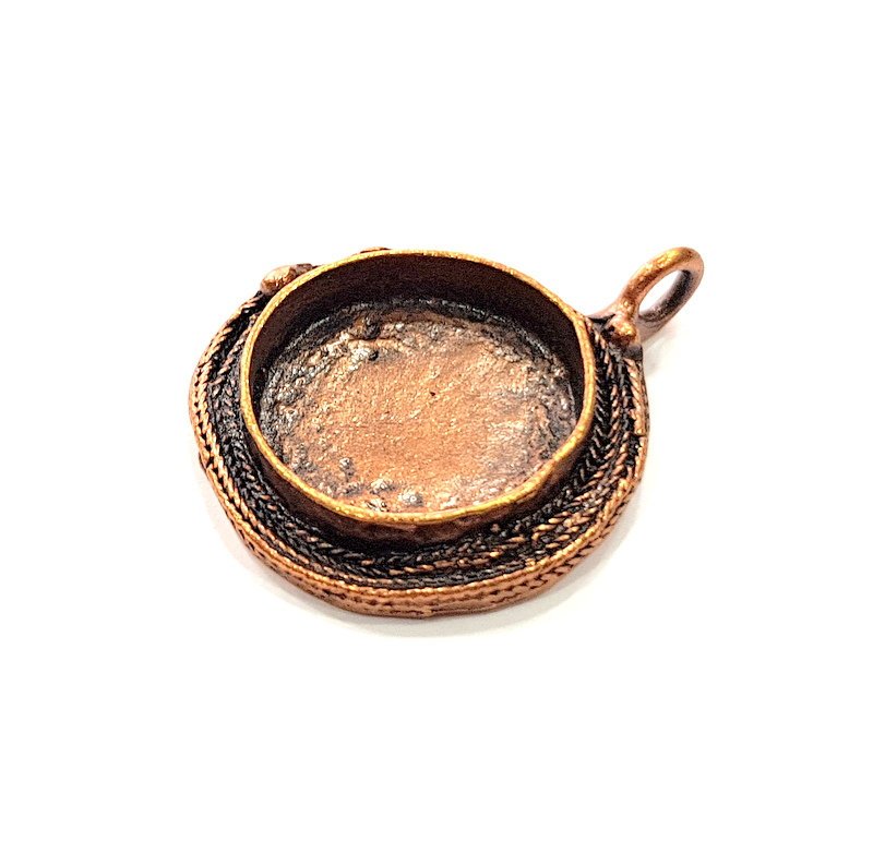 Antique Copper Pendant Blank Mosaic Base Blank inlay Necklace Blank Resin Blank Mountings Copper Plated Brass ( 20 mm blank) G13281